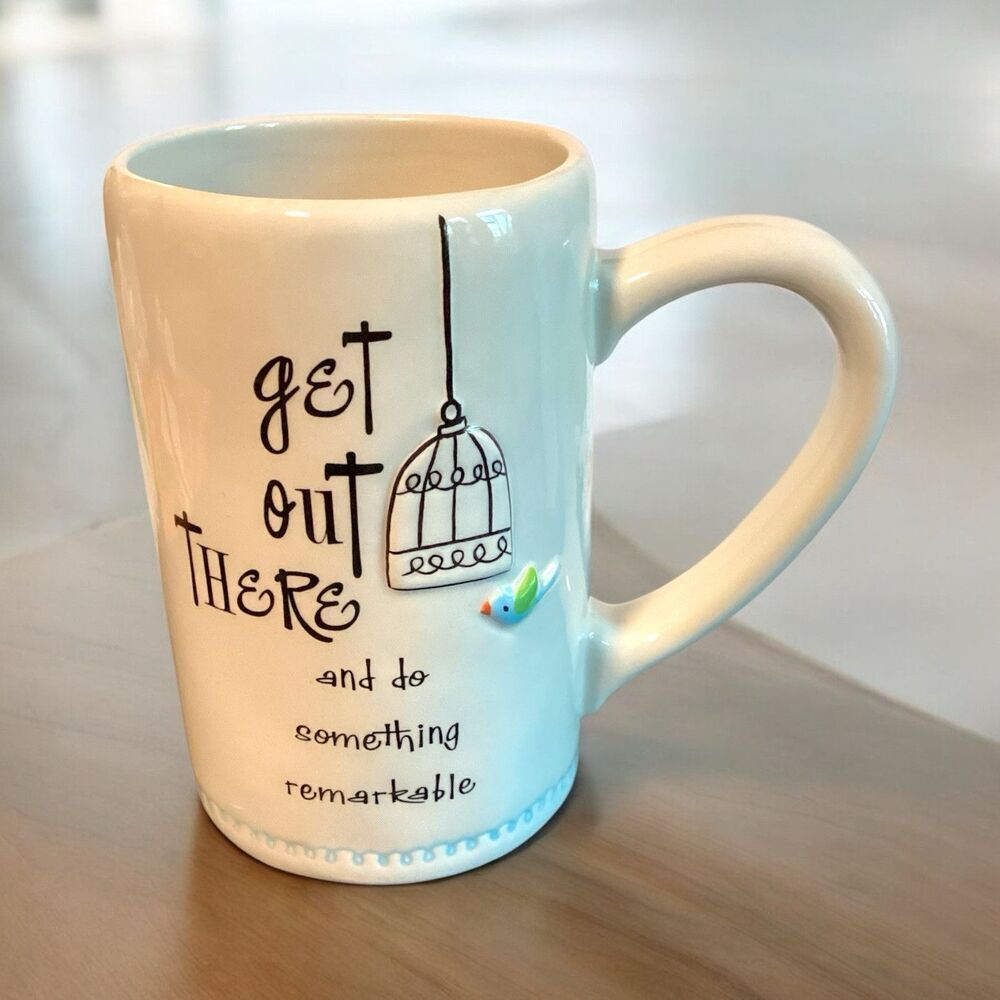 Grassland Road Bird & Birdcage “Get Out There…” Coffee Mug Tea Cup - Picture 5 of 5